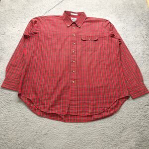 Vintage Woolrich Button Up Shirt Men XL Long Sleeve Check Plaid Red White Green